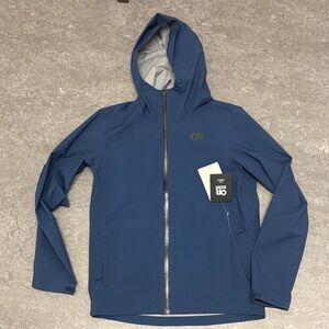 Outdoor Research Men's Stratoburst Stretch Rain Jacket Solid Cenote Small NWT